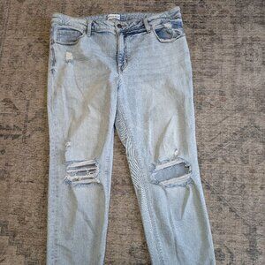 Studio Blue Frankie Mid Rise Distressed Girlfriend Jean, size 16, indigo